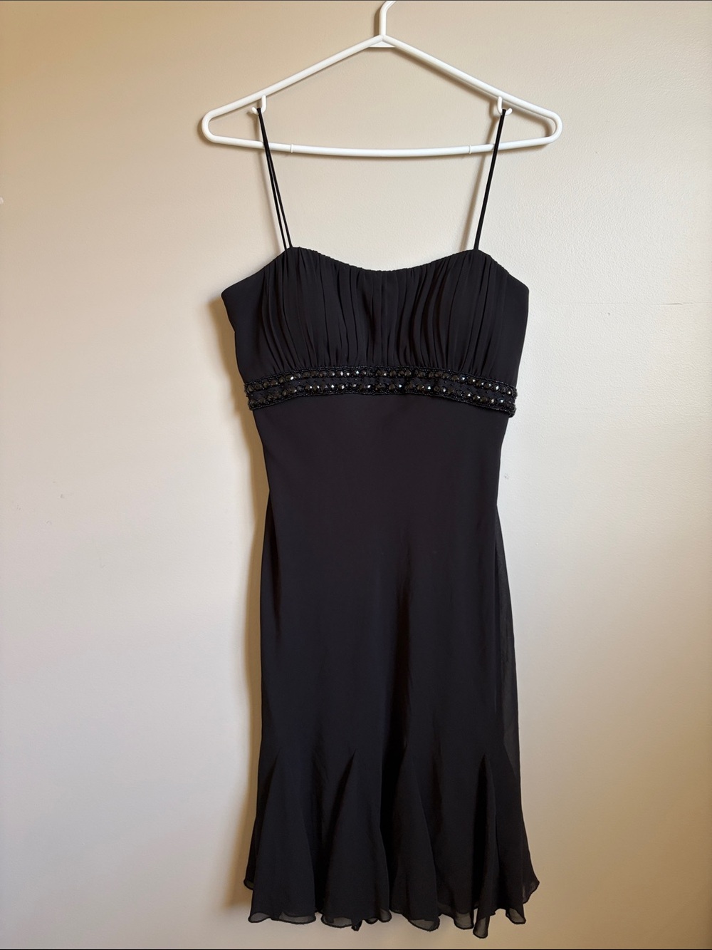 dressbarn Black Strapless Beaded Empire-Waist Cocktail Dress